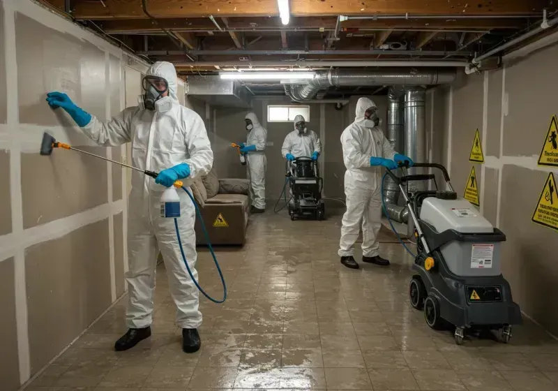 Basement Moisture Removal and Structural Drying process in Kings Park, VA